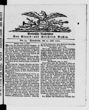 Berlinische Nachrichten von Staats- und gelehrten Sachen vom 15.07.1775