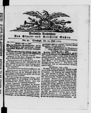 Berlinische Nachrichten von Staats- und gelehrten Sachen vom 18.07.1775