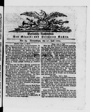 Berlinische Nachrichten von Staats- und gelehrten Sachen vom 27.07.1775