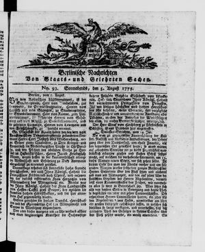 Berlinische Nachrichten von Staats- und gelehrten Sachen vom 05.08.1775
