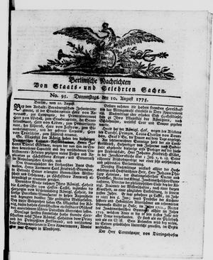 Berlinische Nachrichten von Staats- und gelehrten Sachen vom 10.08.1775