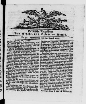 Berlinische Nachrichten von Staats- und gelehrten Sachen vom 12.08.1775