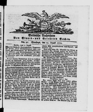 Berlinische Nachrichten von Staats- und gelehrten Sachen vom 15.08.1775
