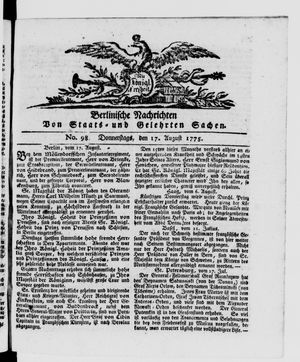 Berlinische Nachrichten von Staats- und gelehrten Sachen vom 17.08.1775