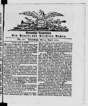 Berlinische Nachrichten von Staats- und gelehrten Sachen vom 24.08.1775