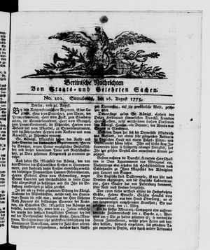 Berlinische Nachrichten von Staats- und gelehrten Sachen vom 26.08.1775