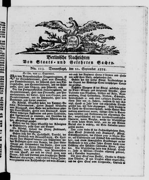 Berlinische Nachrichten von Staats- und gelehrten Sachen vom 21.09.1775