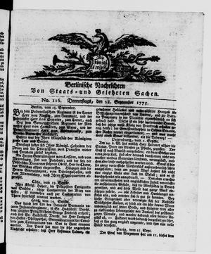 Berlinische Nachrichten von Staats- und gelehrten Sachen vom 28.09.1775