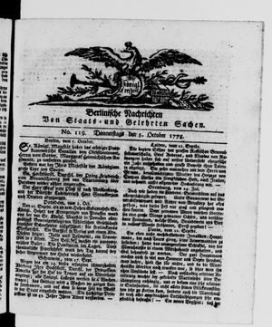 Berlinische Nachrichten von Staats- und gelehrten Sachen vom 05.10.1775