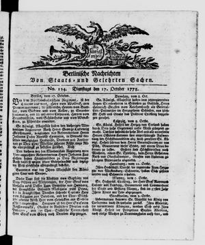 Berlinische Nachrichten von Staats- und gelehrten Sachen vom 17.10.1775