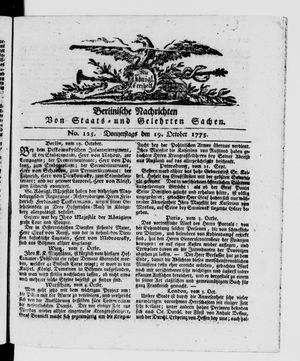 Berlinische Nachrichten von Staats- und gelehrten Sachen vom 19.10.1775