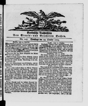 Berlinische Nachrichten von Staats- und gelehrten Sachen vom 24.10.1775