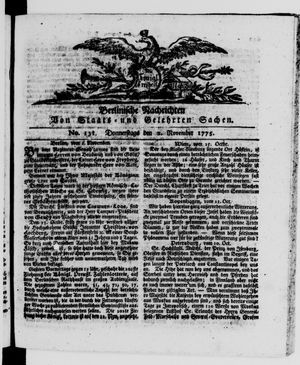 Berlinische Nachrichten von Staats- und gelehrten Sachen vom 02.11.1775