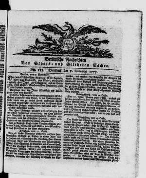 Berlinische Nachrichten von Staats- und gelehrten Sachen vom 07.11.1775