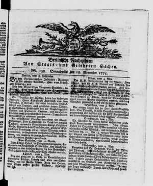 Berlinische Nachrichten von Staats- und gelehrten Sachen vom 18.11.1775