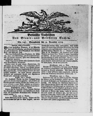 Berlinische Nachrichten von Staats- und gelehrten Sachen vom 09.12.1775