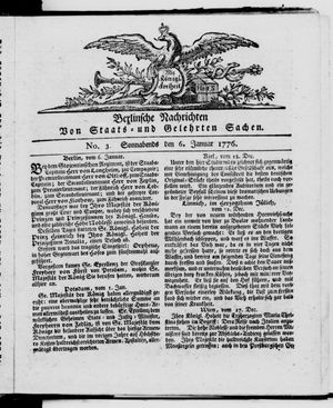 Berlinische Nachrichten von Staats- und gelehrten Sachen vom 06.01.1776