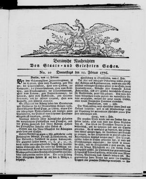 Berlinische Nachrichten von Staats- und gelehrten Sachen vom 15.02.1776