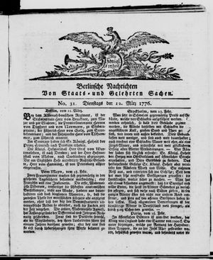 Berlinische Nachrichten von Staats- und gelehrten Sachen vom 12.03.1776