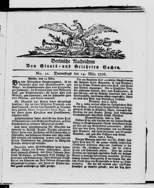 Berlinische Nachrichten von Staats- und gelehrten Sachen vom 14.03.1776