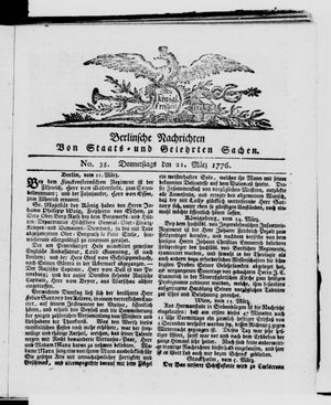 Berlinische Nachrichten von Staats- und gelehrten Sachen vom 21.03.1776