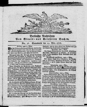 Berlinische Nachrichten von Staats- und gelehrten Sachen vom 23.03.1776