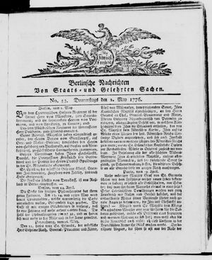 Berlinische Nachrichten von Staats- und gelehrten Sachen vom 02.05.1776