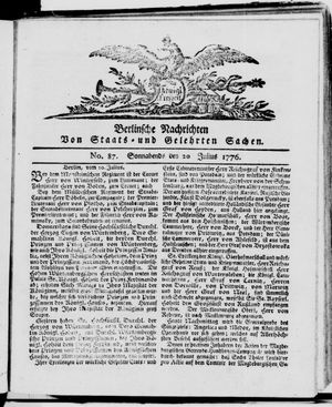 Berlinische Nachrichten von Staats- und gelehrten Sachen vom 20.07.1776