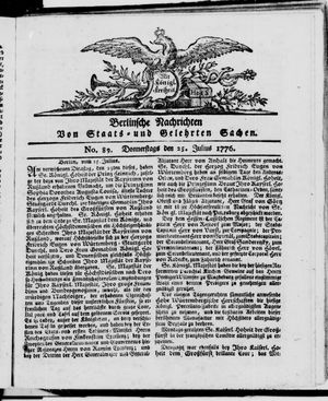 Berlinische Nachrichten von Staats- und gelehrten Sachen vom 25.07.1776