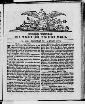 Berlinische Nachrichten von Staats- und gelehrten Sachen vom 24.10.1776