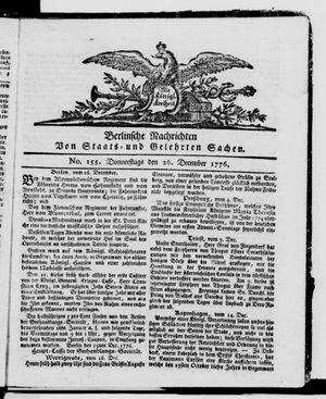 Berlinische Nachrichten von Staats- und gelehrten Sachen vom 26.12.1776