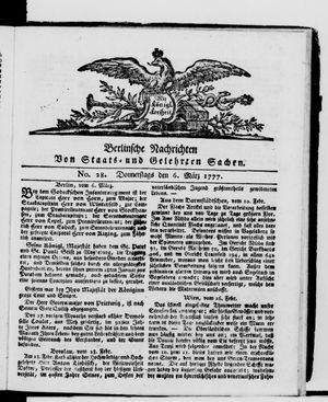 Berlinische Nachrichten von Staats- und gelehrten Sachen vom 06.03.1777