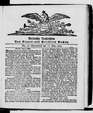 Berlinische Nachrichten von Staats- und gelehrten Sachen vom 10.05.1777