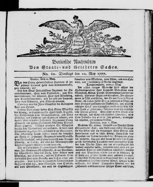 Berlinische Nachrichten von Staats- und gelehrten Sachen vom 20.05.1777
