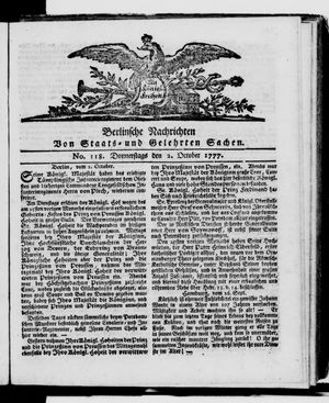 Berlinische Nachrichten von Staats- und gelehrten Sachen vom 02.10.1777
