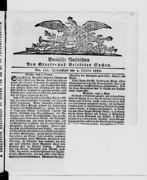 Berlinische Nachrichten von Staats- und gelehrten Sachen vom 09.10.1777