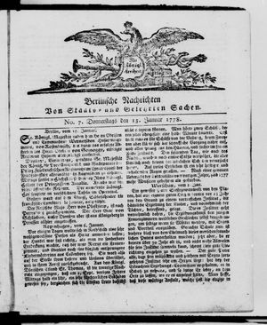 Berlinische Nachrichten von Staats- und gelehrten Sachen vom 15.01.1778
