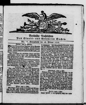 Berlinische Nachrichten von Staats- und gelehrten Sachen vom 28.02.1778