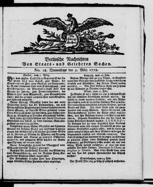 Berlinische Nachrichten von Staats- und gelehrten Sachen vom 05.03.1778