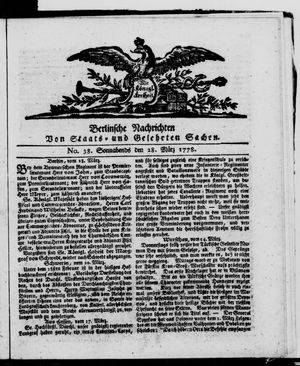 Berlinische Nachrichten von Staats- und gelehrten Sachen vom 28.03.1778