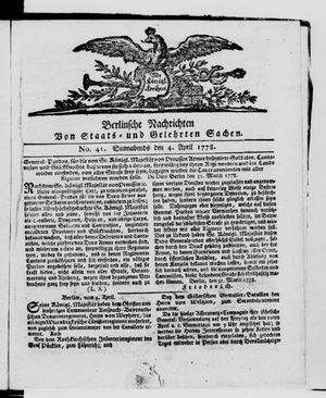 Berlinische Nachrichten von Staats- und gelehrten Sachen vom 04.04.1778