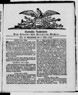 Berlinische Nachrichten von Staats- und gelehrten Sachen vom 09.05.1778