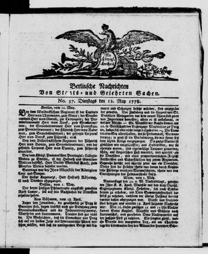Berlinische Nachrichten von Staats- und gelehrten Sachen vom 12.05.1778