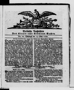 Berlinische Nachrichten von Staats- und gelehrten Sachen vom 19.05.1778