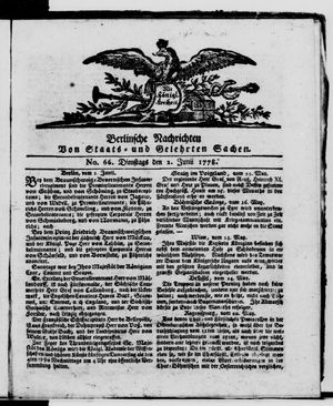 Berlinische Nachrichten von Staats- und gelehrten Sachen vom 02.06.1778