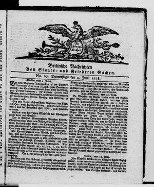 Berlinische Nachrichten von Staats- und gelehrten Sachen vom 04.06.1778