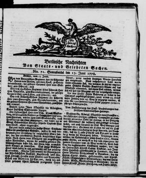 Berlinische Nachrichten von Staats- und gelehrten Sachen vom 13.06.1778