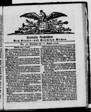 Berlinische Nachrichten von Staats- und gelehrten Sachen vom 11.08.1778