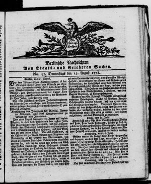 Berlinische Nachrichten von Staats- und gelehrten Sachen vom 13.08.1778