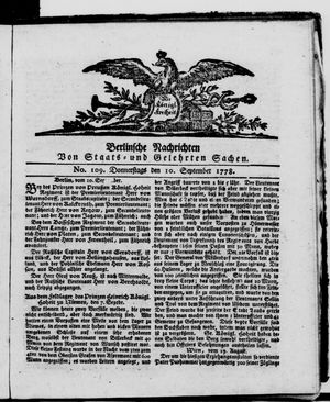 Berlinische Nachrichten von Staats- und gelehrten Sachen vom 10.09.1778